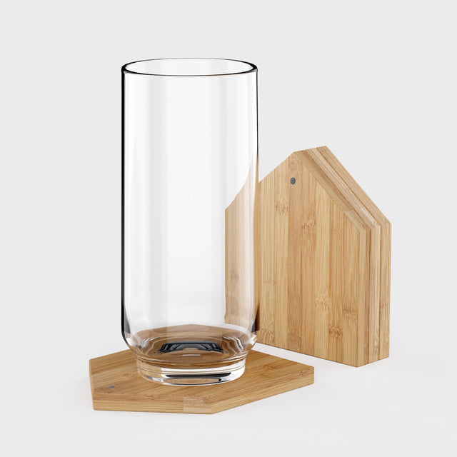 Pikkii - Magnetic Bamboo House Coasters - Glass on Magnetic Set Of COasters
