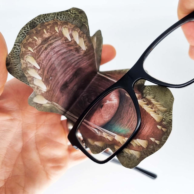 T-Rex Bite Glasses Cloth by Pikkii Wiping Glasses