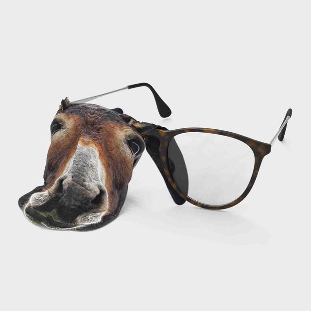 Pikkii Fun Microfiber Cloth - Donkey. Hanging Over Glasses.