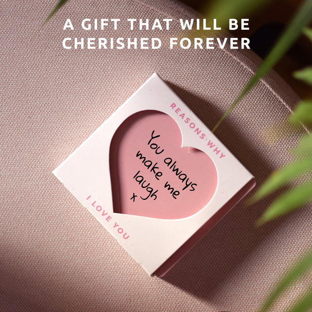 Reasons why I love you slide box by Pikkii on pink chair - a gift that will be cherished forever