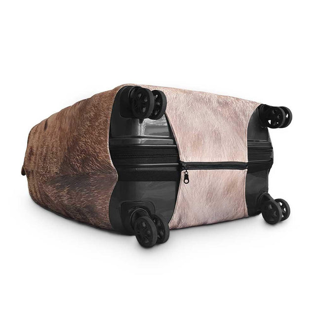 Shot of Suitcase Cover Zipper from below on white background