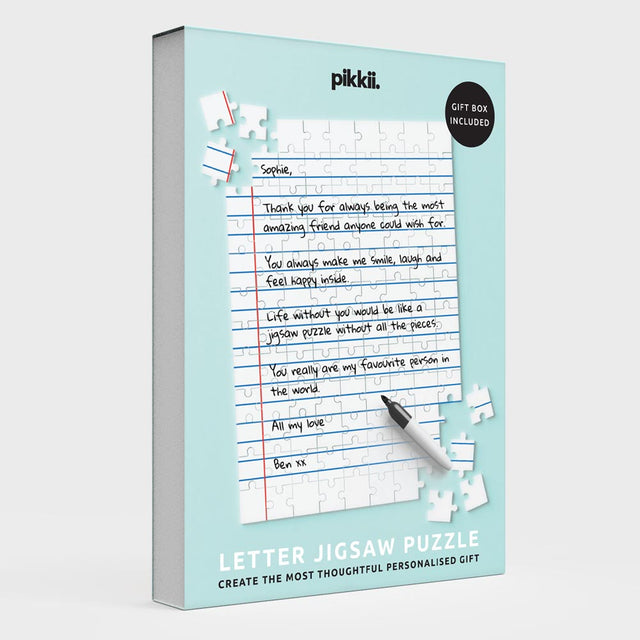 Pikkii blank lined letter jigsaw Front Packaging on white background