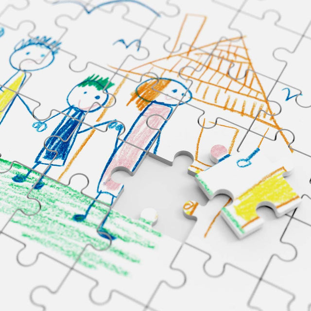 Pikkii framed drawing blank jigsaw puzzle with a kids drawing close up