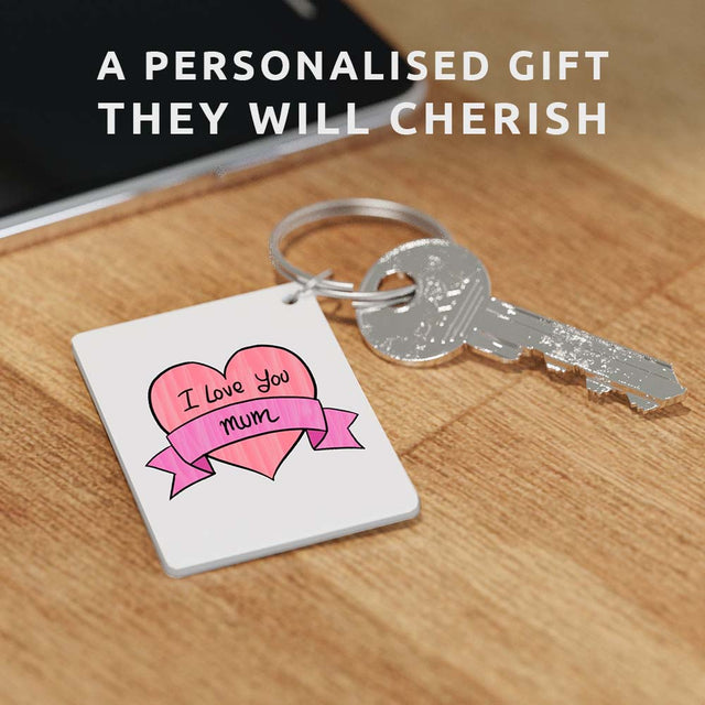 Piikkii Kids Drawing Shrink keyring Kit Ilove you mom personalised message drawing keyring on wooden table with message a personalised gift they will cherish