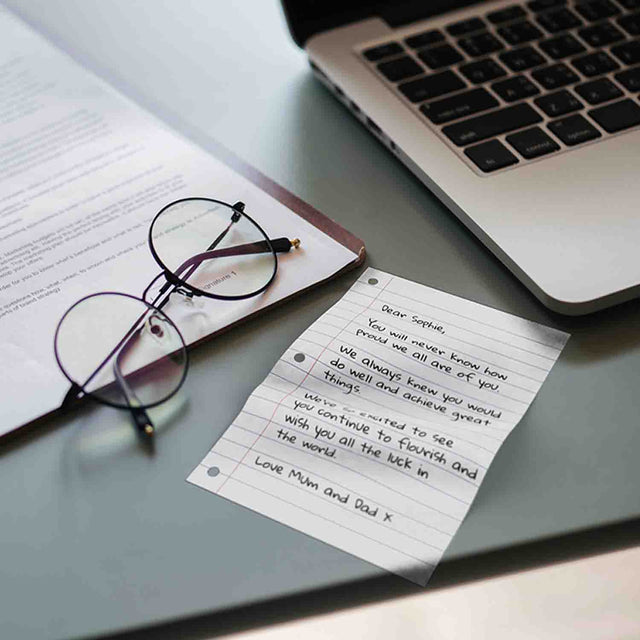 Pikkii Personalised Letter Microfiber Glasses Cloth - Cloth on desk by glasses and laptop from Mum and Dad