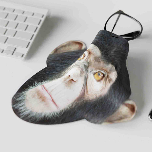Pikkii Monkey Microfiber Glasses Cloth - Fun Microfiber Cloth, Sitting On Glasses Ready to Clean