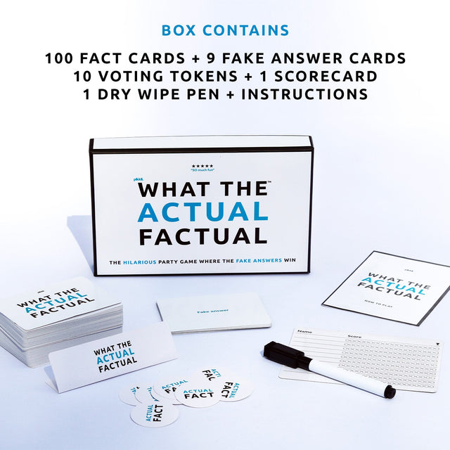 WTAF What the Actual Factual Funny Best Selling Family Party Game Box Contents