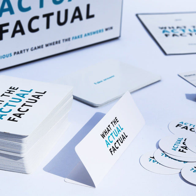 WTAF What the Actual Factual Funny Party Game Box Contents Close Up
